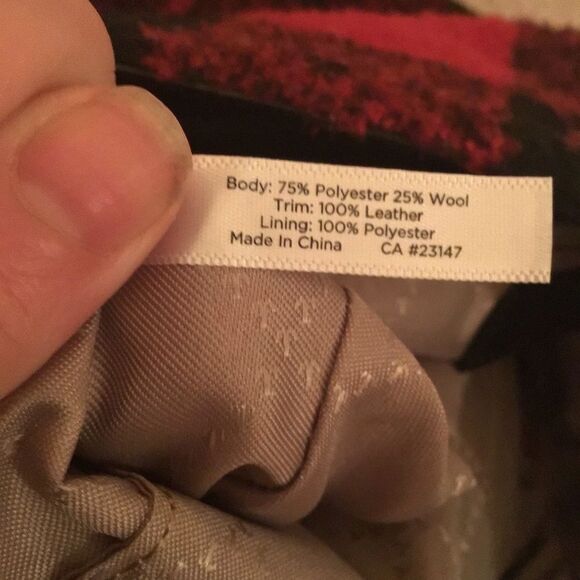 Talbots Wool Blend Red/Black Buffalo Plaid Crossbody Leather Trim Bag - Picture 8 of 8